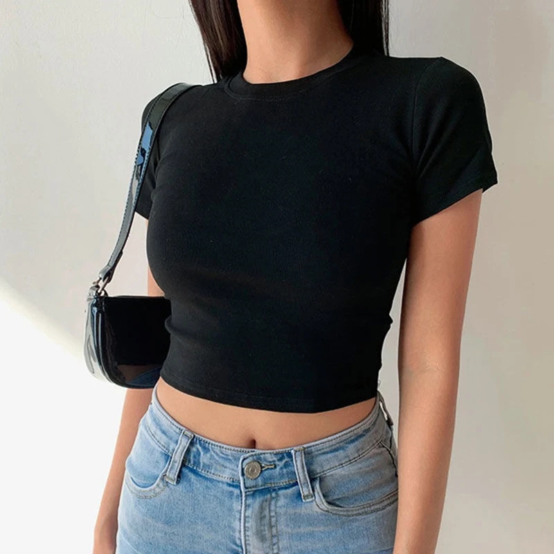 Summer Zara - Kurzarm T-Shirt Frauen Solide Einfache Casual